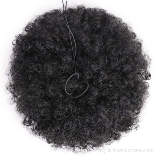 Vigorous New Design Cheap Price Black Kinky Curly Fluffy Chignon Updo Hair Extensions For Black Women Synthetic Afro Hair Bun
